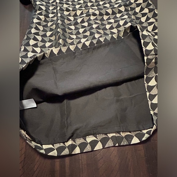 Ann Taylor Classic Geo Jacquard Flare Dress Black/Gold  Size 14 - Picture 6 of 15